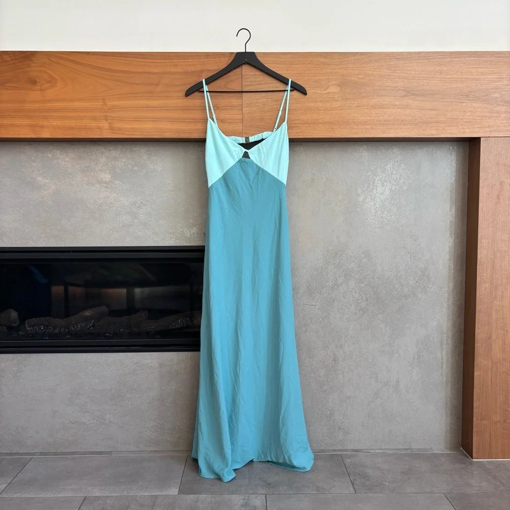 Abercrombie & Fitch Two-Tone Teal Maxi Dress